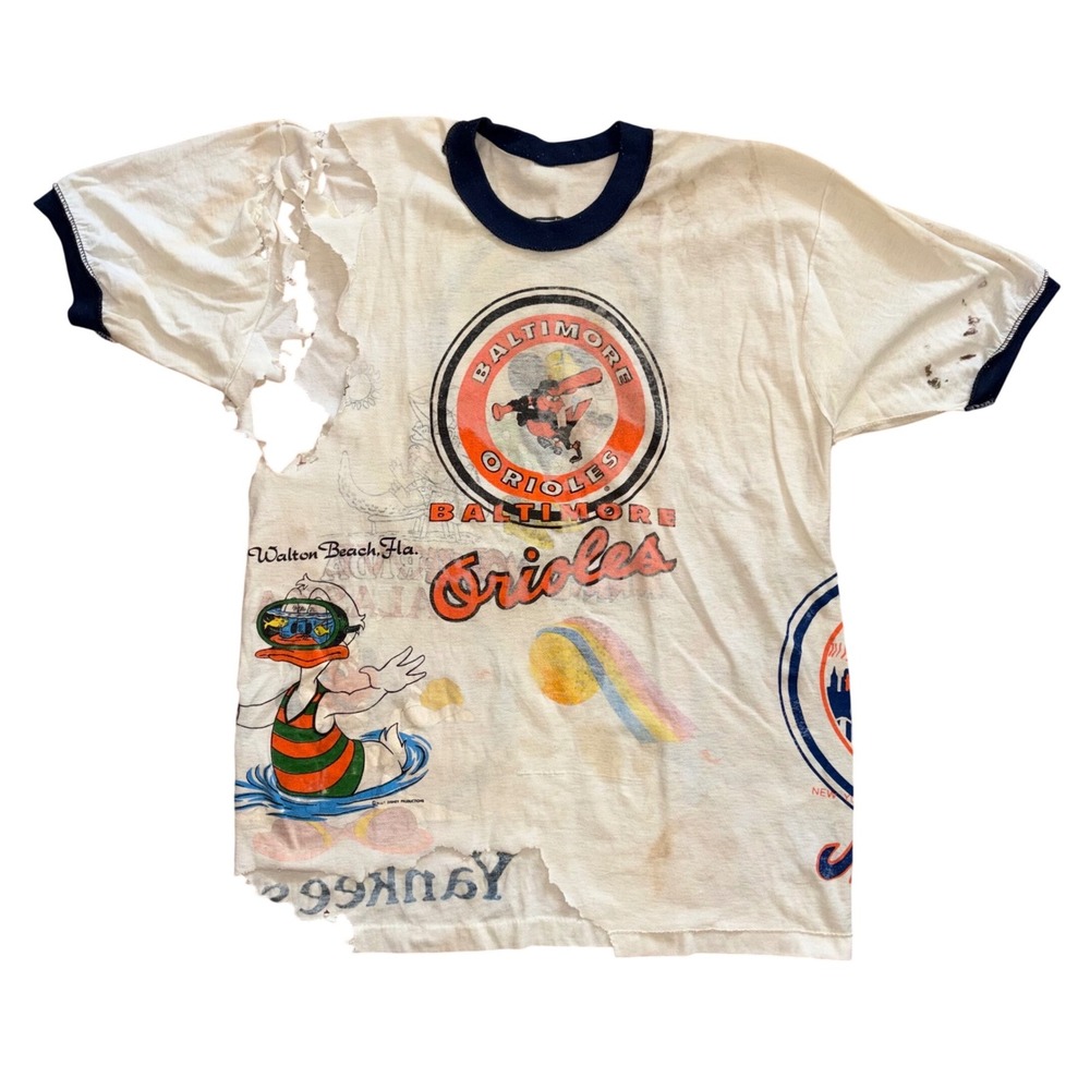 AS IS Vintage Test Print MLB Disney Ringer TShirt Orioles Yankees Mets Thrashed